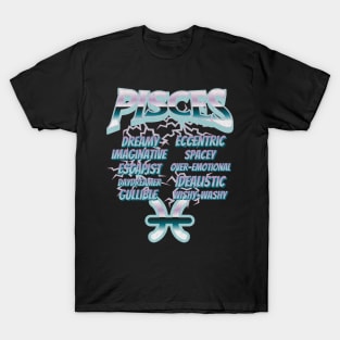 Pisces Retro 90s Band Zodiac Birthday Traits Vintage T-Shirt